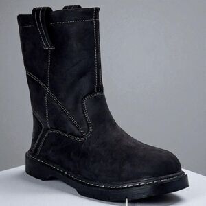Men’s EnduroPro Steel Toe Work Boots Size 14 Black Leather Slip Resistant NEW